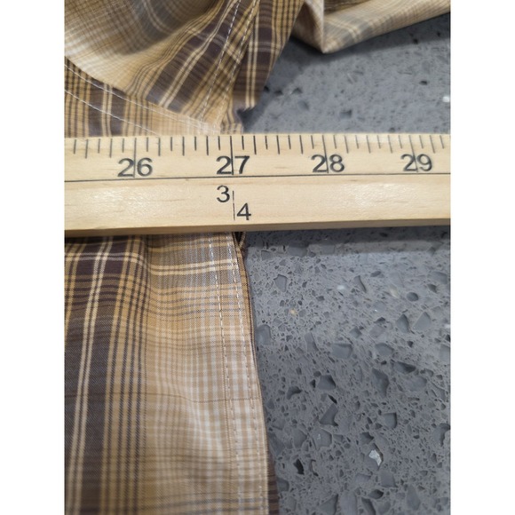 Ariat Pro Series Button Down Long Sleeve Brown Plaid Mens XL tall  Shirt Retro - Picture 6 of 7